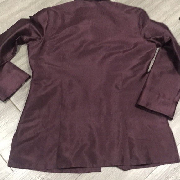 Chico’s Deep Purple 3/4 Sleeve Silk Button Down Tunic size 1 equals M/8 - Picture 9 of 10